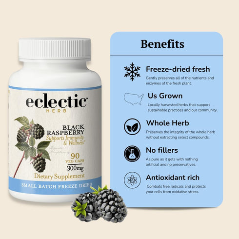 Eclectic Herb - Black Raspberry Capsules | Vegan Superfood Supplement | Nutrition, Vitamins + Minerals | Antioxidant + Immune Support | Organic, N...