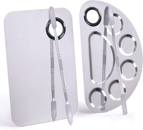 Makeup Palette, Makeup Mixing Palette, Stainless Steel Metal Foundation Palette with Spatula Artist Tool for Mixing Foundation Nail-Art, Cosmetic ...