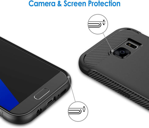 JETech Slim Fit Case for Samsung Galaxy S7 5.1-Inch, Thin Phone Cover with Shock-Absorption and Carbon Fiber Design (Black)...
