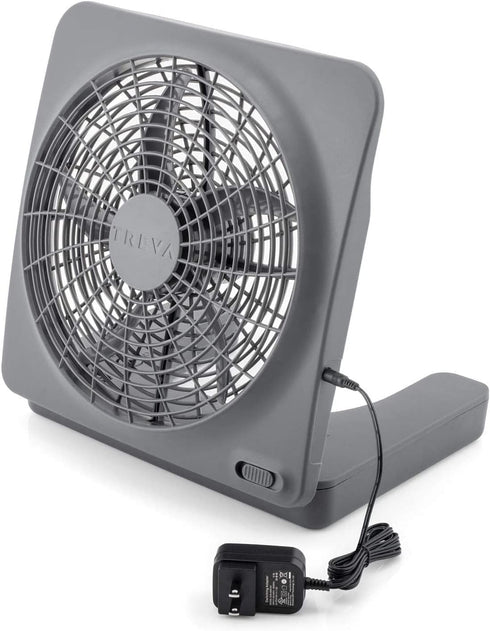 O2COOL Treva 10-Inch Portable Desktop Air Circulation Battery Fan, 2 Speed, Compact Folding & Tilt Design, with AC Adapter (Graphite)...