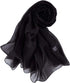 JWSilk Long Silk Chiffon Scarf Solid Color...