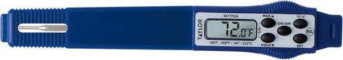 Taylor 9877FDA Compact Waterproof Digital Food Thermometer, 2.81 Inch Stem Length with FDA-Recommended 1.5mm Probe, NSF Certified, Blue...