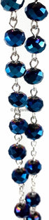 Nazareth Store Deep Blue Crystal Beads Rosary Catholic Necklace Holy Soil Medal Cross Crucifix Velvet Bag...