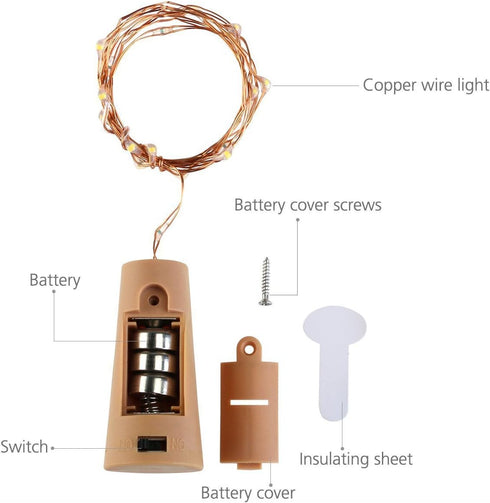 Wine Bottle Lights with Cork Switch, 15 LED 8 Pack Battery Operated Mini Fairy Copper Wire Cork String Lights for Party Wedding Christmas Festival...