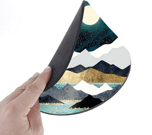 Round Mouse Pad,Beautiful Mouse Mat, Cute Landscape Under The Moonlight Mouse Pad with Design, Non-Slip Rubber Base Mousepad, Waterproof Office Mo...