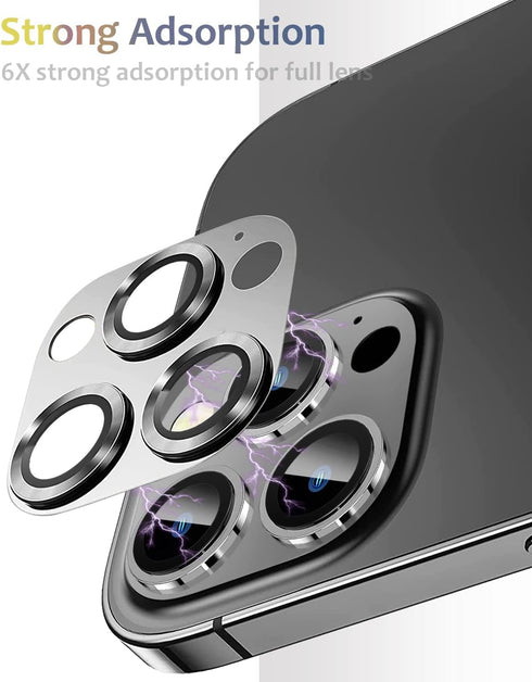Metal Camera Lens Protector for iPhone 13 Pro Max & iPhone 13 Pro Metal Camera Cover Tempered Glass Screen Protector 9H Anti-Explosion iPhone 13 P...