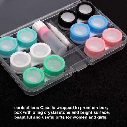 6 Pack Contact Lens Case, Portable Spin Top Contact Lenses Cases with Remover Tool Tweezers Contact Solution Bottle Clear Contacts Storage Kit for...