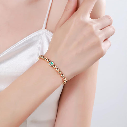 YBMYCM Letter Beaded Bracelets Initial Bracelets 14K Gold Plated Stretch Bracelets for Women Jewelry...