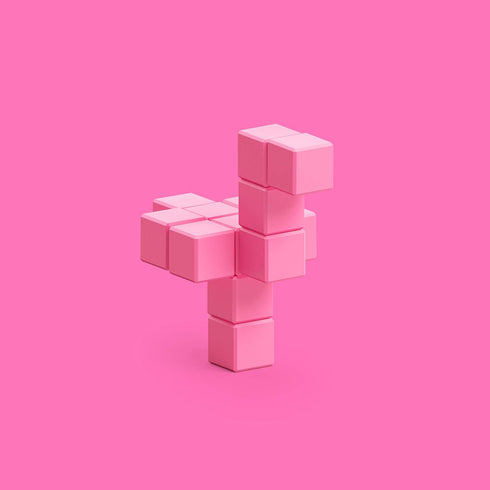 PIXIO Pink Ostrich Color Series Magnetic Blocks Construction Set 13pcs with Free App, Stress Relief Building Blocks, Fidget Toys, Pixel Art Desk T...