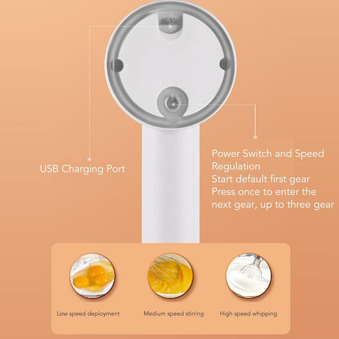 3 Speed Electric Hand Mixer, Portable Whisk Milk Foam Maker, Whisk Beaters, Handheld Electric Mixer with Chopper for Home...