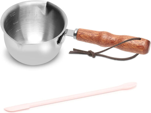 150ML Stainless Steel Boiler Pot with Heat Resistant Wood Handle, Melting Pot Universal for Melting Chocolate, Butter, Cheese, Caramel and Candy...