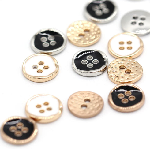 11mm 2 Holes Small Round Metal Buttons, Bright Silver Button for Clothes, Children Shirt, Women Blouse, Top, Cuff, Collar, Cute Handmade Decoratio...