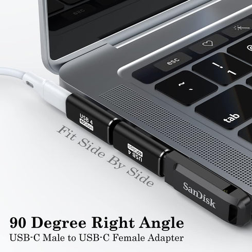 AuviPal 90 Degree USB C Adapter (2 Pack), 40Gbps USB C Male to USB C Female Right Angle Connector Extender for MacBook, iMac, iPad, Meta Quest, Ta...