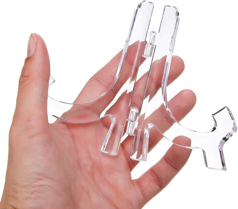 HESTYA 8 Pcs Clear Acrylic Easels Plate Stands Holders to Display Pictures or Other Items for Display Decoration (4.5 Inch)...