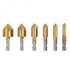 uxcell Countersink Drill Bit Set 6mm 8mm 9mm 12mm 16mm 19mm Dia 1/4” Hex Shank 90 Degree 5 Flute Chamfer Tool for Woodworking Titanium Plating HSS...