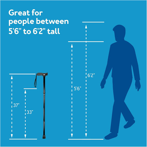 Carex Soft Grip Folding Cane - Foldable Walking Cane For Women and Men - Adjustable Height (33"-37"), Anti-Slip Rubber Tip, Soft Derby Style Ergon...
