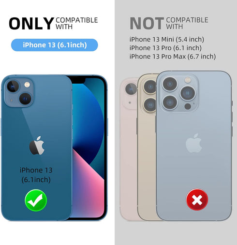 Mitywah Waterproof Case for iPhone 13, Heavy Duty Military Grade Protection Phone Case with Built-in Screen Protector, 360° Full Body Protection M...