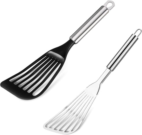 Tenta Kitchen Utensils & Gadget Tool Set Stainless Steel Metal Slotted Spatula,Nylon Fish Egg Spatulas Nonstick Turner, Wide Flate Slotted Spatula...