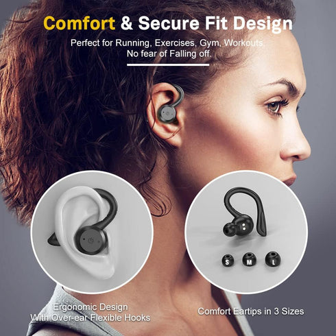 APEKX Bluetooth Headphones True Wireless Earbuds with Charging Case IPX7 Waterproof Stereo Sound Earphones Built-in Mic in-Ear Headsets for Sport ...