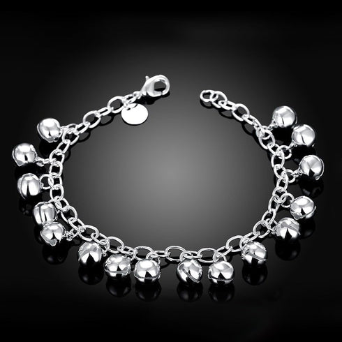 Metmejiao Charming Fashion 925 Sterling Silver Plated Bracelet Jingle Bells Bead Charm Bracelet Lady Jewelry...