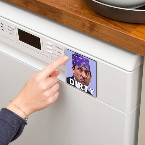 Michael Scott Prison Mike Dishwasher Magnet Clean Dirty Sign Sticker Strongest Magnet Double Sided Flip with Metal Magnetic Plate Universal Kitche...