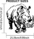 Rhino Stencil 11.8×11.8inch Large Rhino Animals Stencil Reusable Animal Drawing Template with Paint Brush for Art Crafts Canvas Furniture Wall Woo...