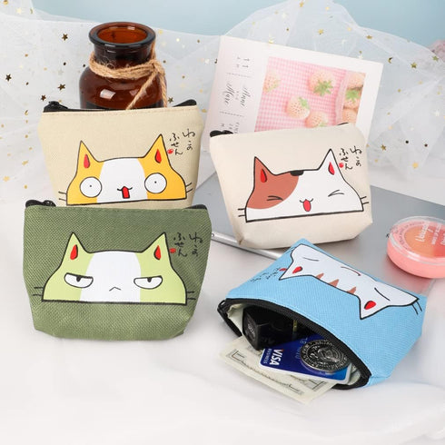 iSuperb Pack of 4 Canvas Coin Purse Change Cash Bag Zipper Small Purse Wallets...
