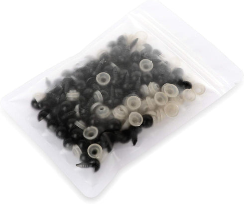 100 Pack Safety Eyes, Black Crafts Safety Eyes Spiral Solid Plastic Eyes with Washers for Bear, Doll, Puppet, Plush Animal and DIY Craft (12mm)...