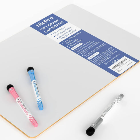Nicpro 12 x 16 inches Lapboard Small Dry Erase Lap Board Double Sided with 3 Water-Based Pens Learning Mini Whiteboard Portable for Kid Student an...