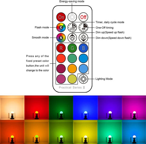 ILC E17 LED Light Bulbs (40w Equivalent) 5W, Color Changing RGB, 2700K Warm White, 12 Colors 2 Modes Timing with Remote Control (4 Pack)...