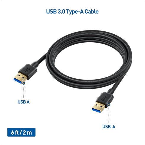 Cable Matters 2-Pack USB 3.0 Cable 6ft, USB to USB Cable/USB A to USB A Cable/Male to Male USB Cord/Double USB Cord in Black...