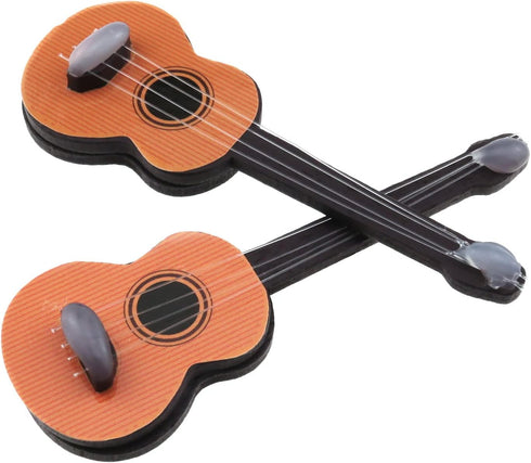 E-outstanding 2PCS Miniature Guitar Wooden Base Guitar Dollhouse Mini Musical Instrument Photo Props Doll House Model Home Decoration...