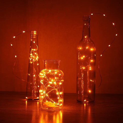 YKB 6 Pack Orange Fairy String Lights Battery Operated Fairy Lights Starry String Lights on 3.3ft/1m Silvery Copper Wire DIY Christmas Decoration ...