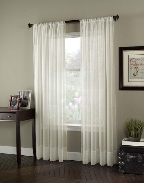 Curtainworks 1Q804003OY Soho Voile Sheer Curtain Panel, 59 by 132", Oyster...