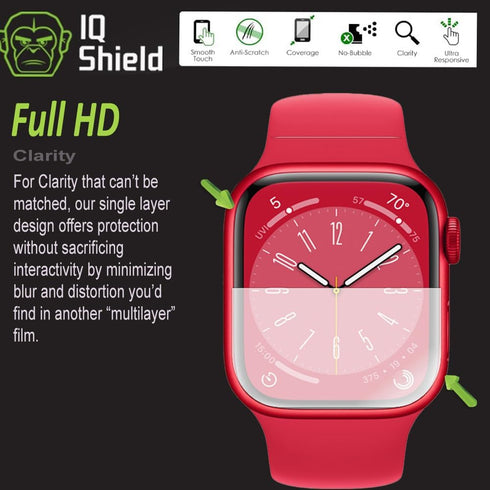 IQShield Screen Protector Compatible with Apple Watch Series 9/8/7 (45mm)(6-Pack) Anti-Bubble Clear TPU Film...