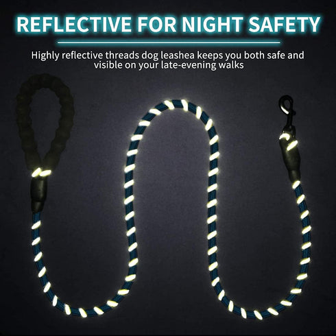 Dog Leash 10FT Thick Durable Nylon Dog Rope - Comfortable Padded Handle Reflective Rope Dog Leash for Medium Large Dogs with Collapsible Pet Bowl ...