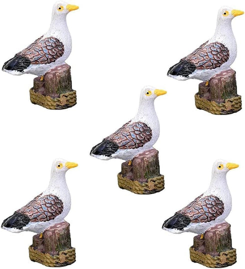 5Pcs Sea Bird Seagull Stand Stump Miniature Fairy Garden Home Houses Decoration Craft Micro Landscaping Decor DIY Accessories, Outdoor Statues, Ga...