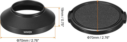 PATIKIL 43mm Lens Hood, Wide Angle Matte Surface Anti-reflective Inside Hood with Cap and Cleaning Cloth for Camera Lens, Black for Nikon, for Fuj...
