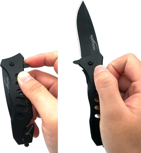 ALBATROSS EDC Cool Sharp Tactical Folding Pocket Knife,SpeedSafe Spring Assisted Opening Knifes with Liner Lock,Pocketclip,Glass Breaker,Seatbelt ...