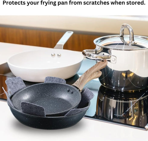 Pot and Pan Protectors, Set of 3 Grey Felt Pot and Pan Separators Pad Pot Dividers Anti-Slip Pad for Stacking and Protecting Cookware Avoid Scratc...