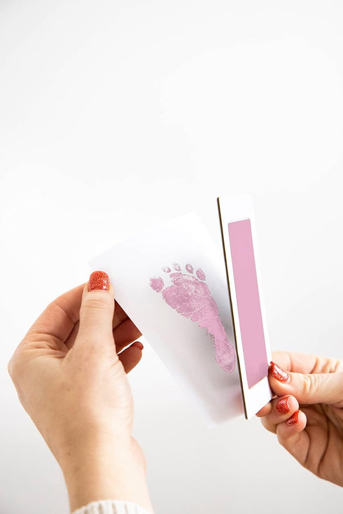 Pearhead Newborn Baby Handprint Or Footprint Clean-Touch Ink Pad Kit, No Mess Baby Safe Print Kit, Newborn Baby Girl Keepsake, 2 Impression Cards,...