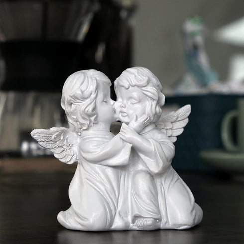 Cherubs Angels Resin Garden Statue Figurine , Adorable Angel Sculpture Memorial Statue, Indoor Outdoor Home Garden Decoration (Kiss Cherub-Right)...