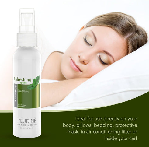 L'EUDINE Refreshing Splash with Eucalyptus Oil, Respiratory Care Body & Room Spray Mint and Aloe Infused, Gentle on The Skin, Multipurpose Small S...
