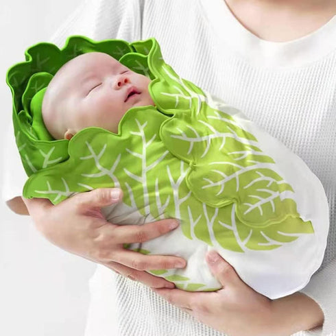 Toddmomy Baby Swaddle Blanket Cabbage Photo Blankets with Hat Infant Swaddle Wrap Unisex Blankets Memory Photography Background Props for Newborn ...