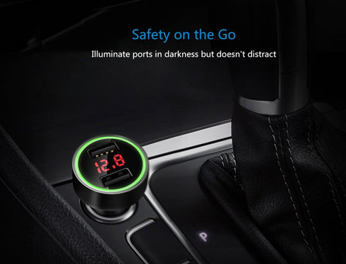 24W/4.8A Dual USB Car Charger, 12V to USB Outlet with Cigarette Lighter Voltage Meter LED/LCD Display Battery Low Voltage Warning (Black)......