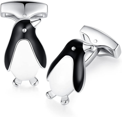 HONEY BEAR Penguin Cufflinks for Mens Business Wedding Gift Black and White...