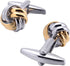 2 Tone Gold & Sliver Knot Cuff Links for French Tuxedo Shirt Stainless Steel Metal Shirt Cufflinks In Gift Box for Anniversary...