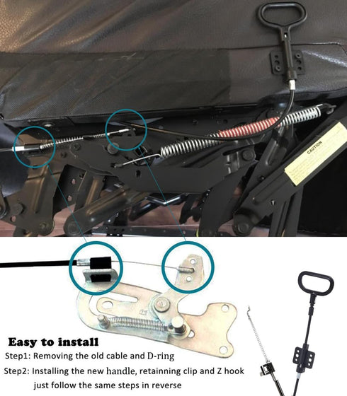 2Pcs Recliner Cables Replacement D-Ring Cables, Exposed 4.9" Total 33.7", Fit Ashley and Most Recliner...