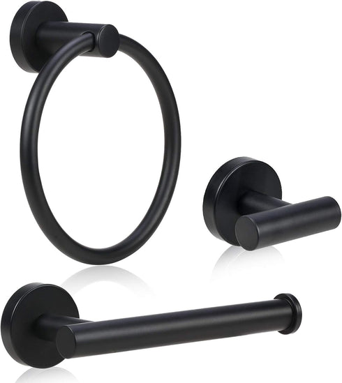 Bathroom Hardware Set 3 Piece-Robe Hook, Hand Towel Holder and Toilet Paper Holder for Bathroom Towel Rack Heavy Duty Towel Hanger Wall Mounted Ba...
