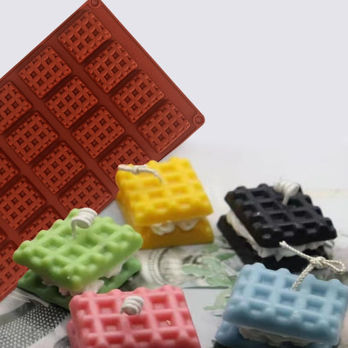 Silicone Waffle Mold, 20 Cavities Mini Square Waffle Maker Silicone Mold, Non-Stick Waffle Tray for Making Waffle Cookie, Chocolate, Candy, Soap, ...
